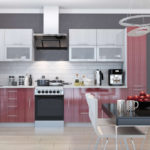 Linear set with shiny facades