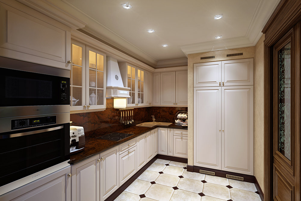 Tavanda klasik mutfak projektörleri