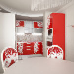 การผสมผสานที่มีชีวิตชีวาของสีขาวและสีแดงสำหรับคห์นิ