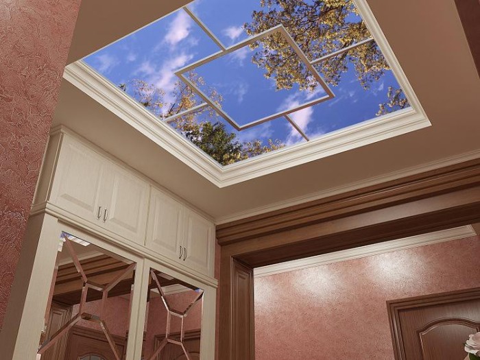 Plafond 3D en panneaux plastiques.