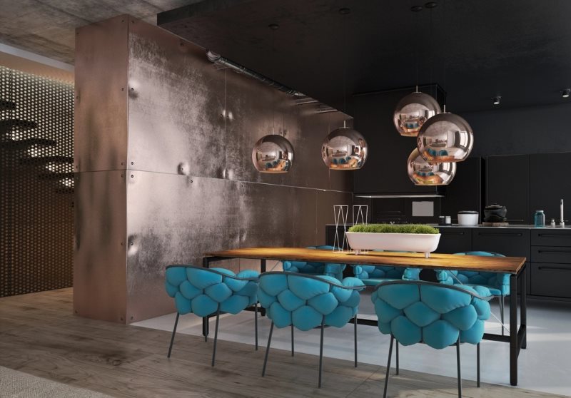 Shiny lamp shades for kitchen fixtures