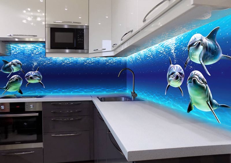 Dolfijnen op een foto van een keukenschort