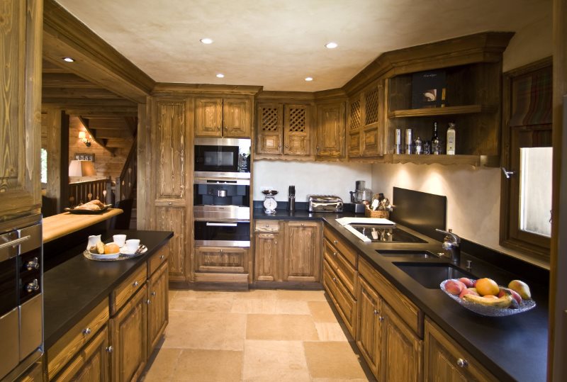 Chalet-style wooden furniture in the kitchen