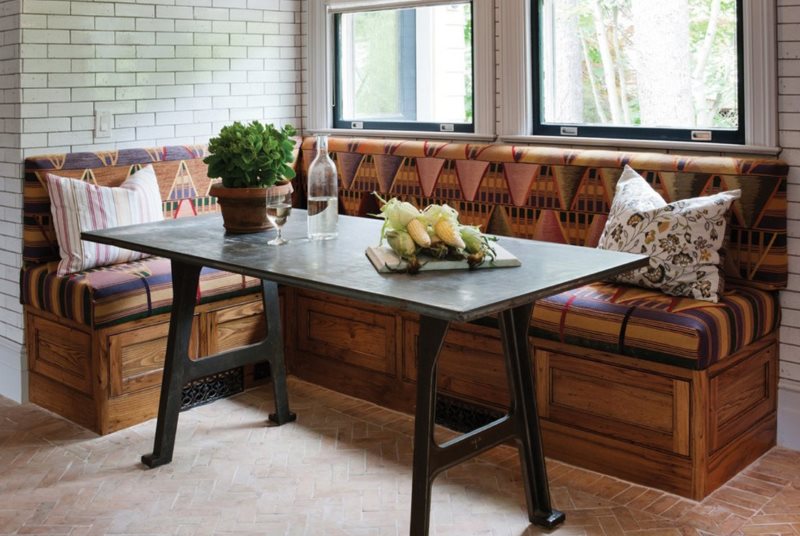 Angular shaped wooden sofa