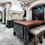 Isla de cocina con encimera de madera maciza