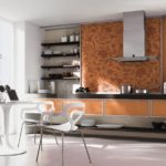 Kitchen interior without hanging cabinets