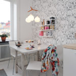 Wallpaper in the interior of the Scandinavian style kitchen