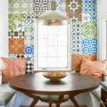 Round table made of tinted wood.