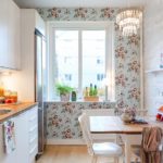 Linear kitchen with dining area