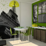 Wallpaper with photo printing in the design of the kitchen