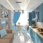 Σχεδιασμός στενής κουζίνας με καναπέ