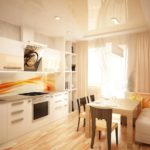 Πλήρης κουζίνα με γυαλιστερή πρόσοψη