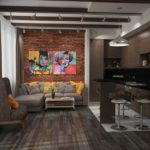 Τοίχος από τούβλα στο εσωτερικό της κουζίνας