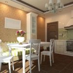 Κλασική κουζίνα με ριγέ καναπέ