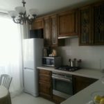 Wooden facades of a kitchen set