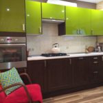 Glossy surfaces of the facades of the kitchen