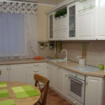 White tulle on the kitchen window