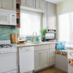 Kitchen in a private house with two windows