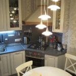 Pendant lights above the kitchen table