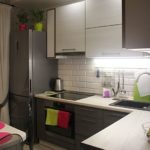 Highlighting a work area in a small kitchen