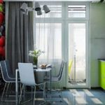 zoning of the dining area using photo wallpaper