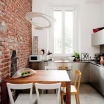 Brick wall in a small kitchen