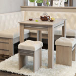 Kitchen stools on a gray rug