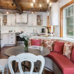 Kitchen of a private house with a seating area