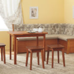 Wooden stools for the kitchen in a city apartment