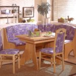 Variegated upholstery on the kitchen sofa