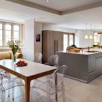 Modern chairs made of clear plastic