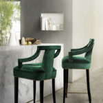 Green upholstered bar stools