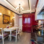 Wooden furniture in modern style kitchen