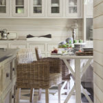 Wooden chair on ceramic floor