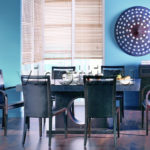 Blue walls in the kitchen of a country house