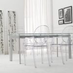 Transparent chairs in a bright kitchen