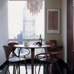 Plywood chairs with wooden armrests