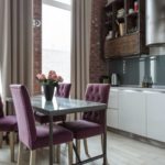 Purple chairs in a kitchen design