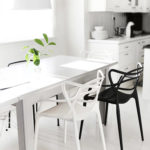 Black and white kitchen furniture with light walls