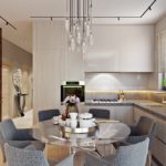 Corner kitchen with separate dining area