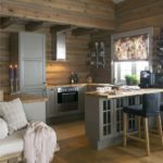 Gray furniture in the kitchen of a country house