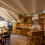 Bright beams on the kitchen ceiling