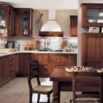 Wooden furniture in the kitchen of a country house