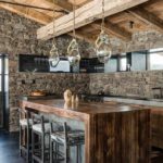Stone walls of a kitchen in a private house
