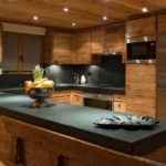Black countertop kitchen unit