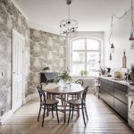 Papier peint à l'intérieur de la cuisine de style scandinave