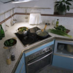 Επαγωγική κουζίνα στη γωνία μιας μικρής κουζίνας