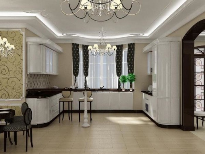 U-образна кухня в модерен стил.