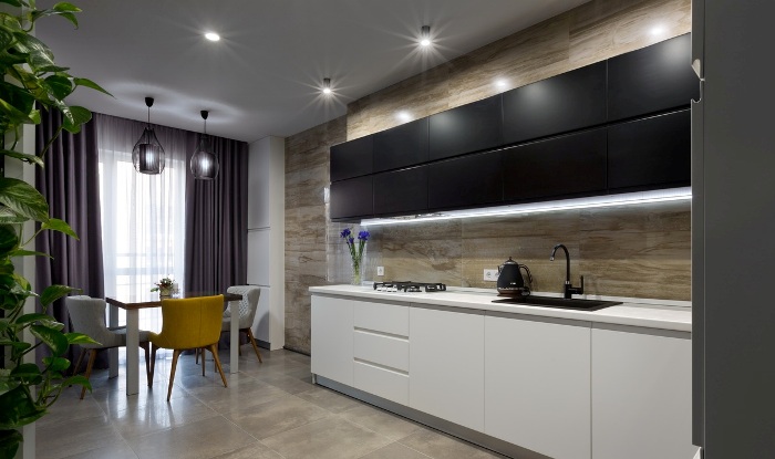 تخطيط خطي للمطبخ.