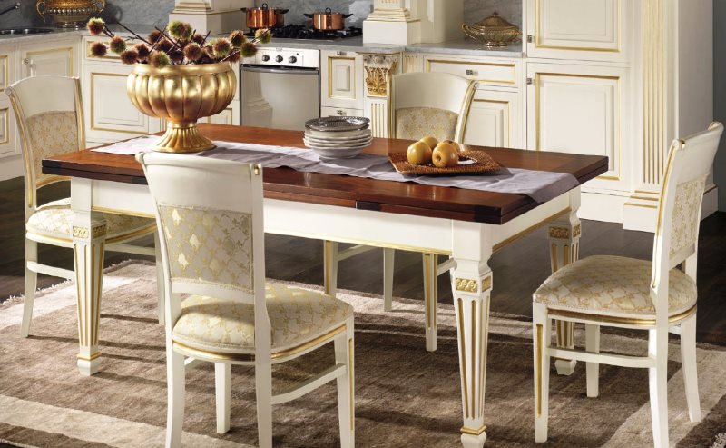 Classic dining area with cushioned chairs